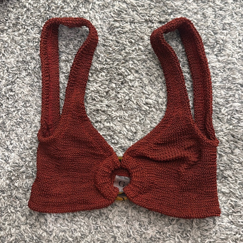 Hunza G Nadine Circle Insert Textured Two Piece Bikini Set One Size